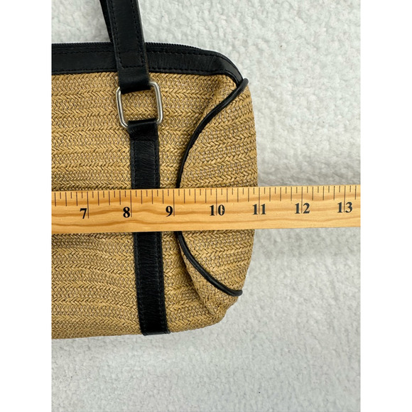 Maxx New York Womens Shoulder Bag Purse Beige Straw & Leather Dual Handle - Picture 8 of 9